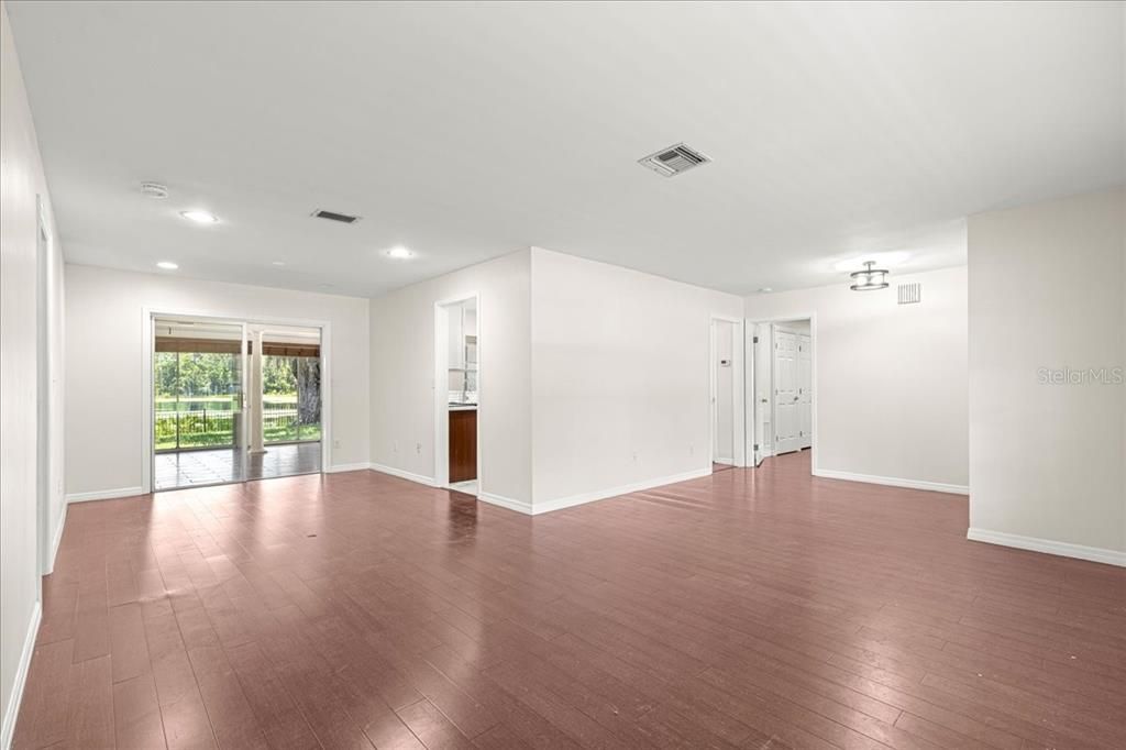 Empty room, Interior, Recessed Lighting, Wood Texture Flooring
