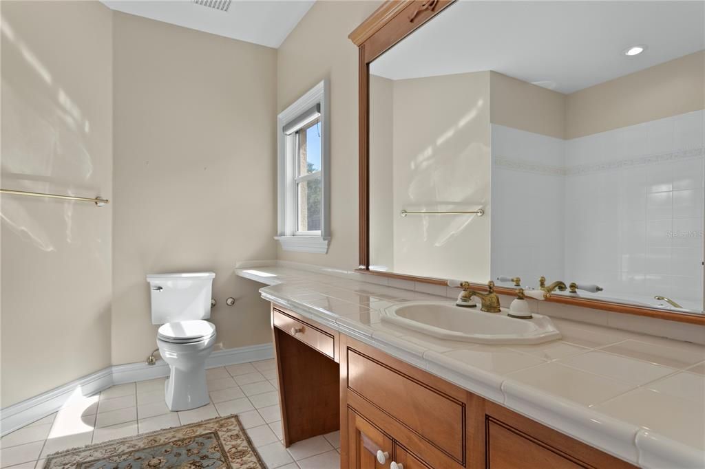 Bathroom, Interior, Recessed Lighting, Tile Countertops