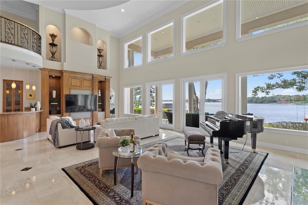 Interior, Living room, Piano, Recessed Lighting, Water
