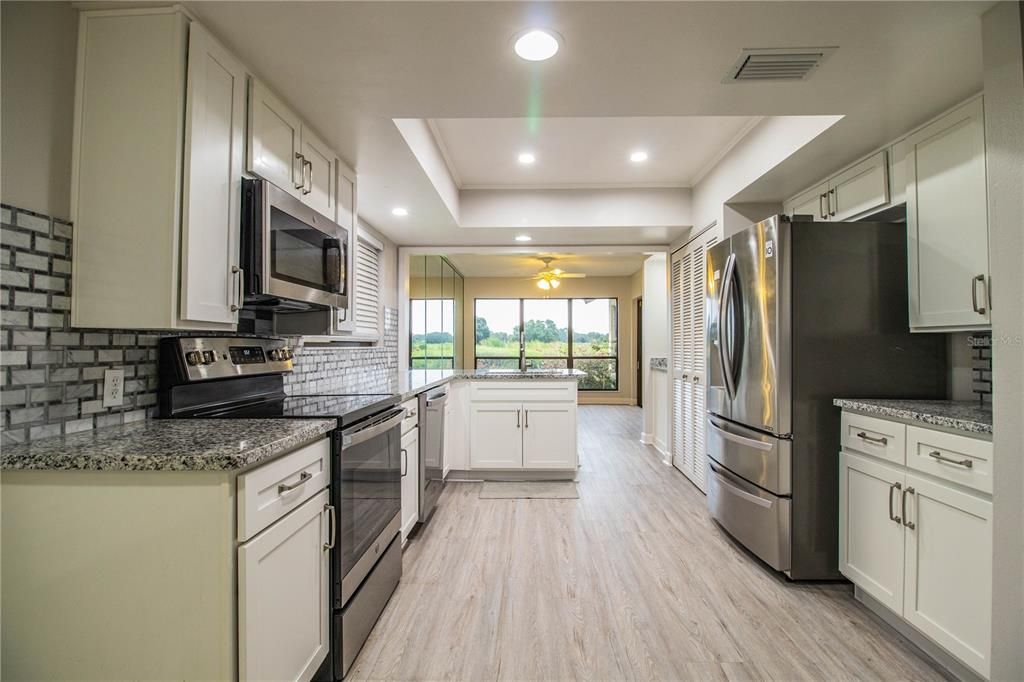 Interior, Kitchen, Recessed Lighting, Wood Texture Flooring