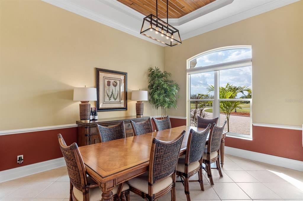 Dining room, Interior, Pendant Lights, Wooden Ceilings