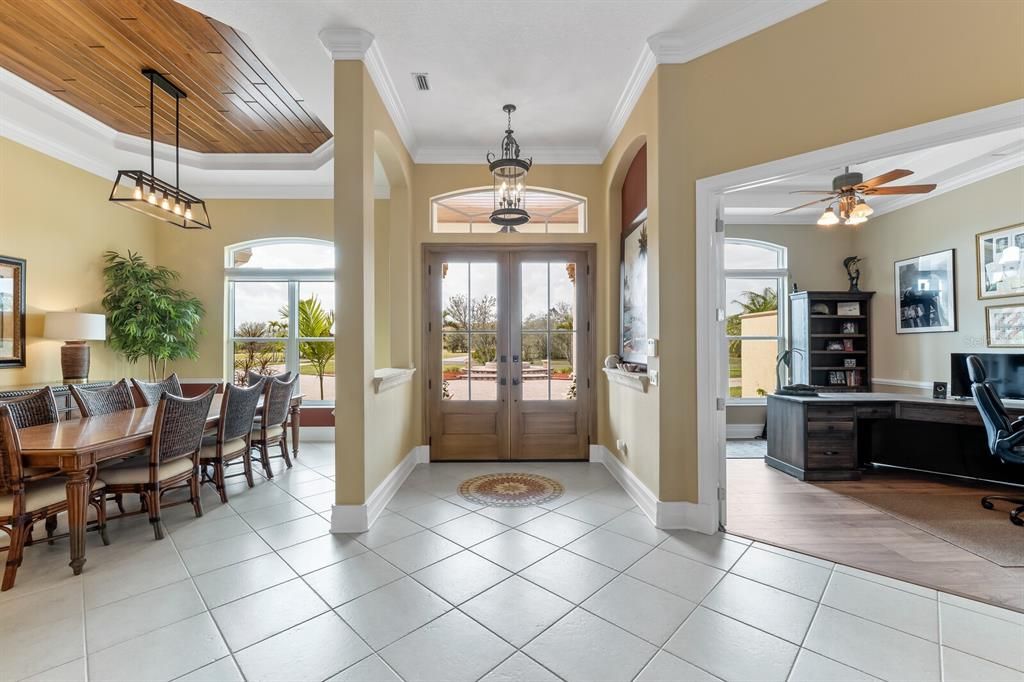 Dining room, Interior, Pendant Lights, Wooden Ceilings