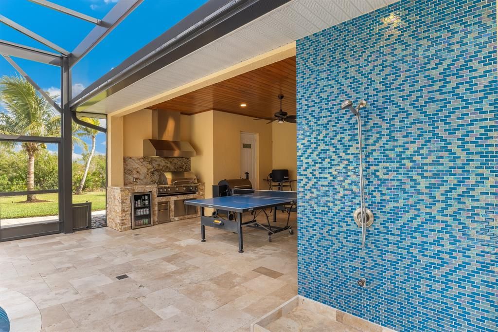 Fireplace, Game Room, Interior, Recessed Lighting, Sun Room, Wooden Ceilings