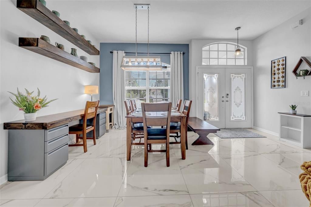 Chandelier, Dining room, Interior, Marble, Pendant Lights