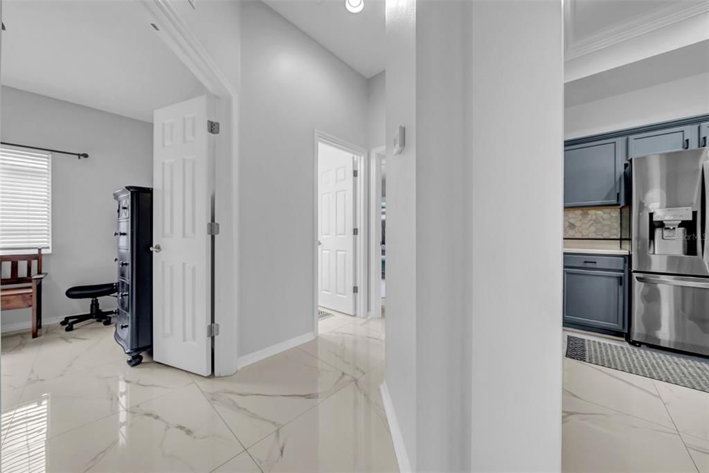 Interior, Kitchen, Marble, Recessed Lighting, Stainless Steel Appliances