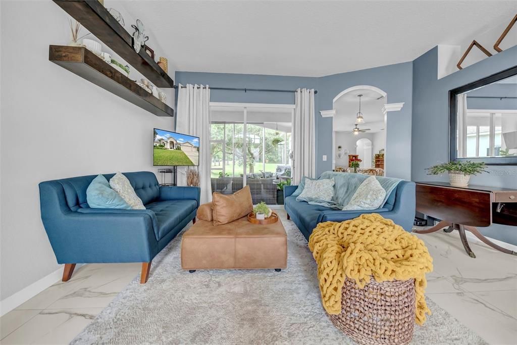 Interior, Living room, Marble, Pendant Lights