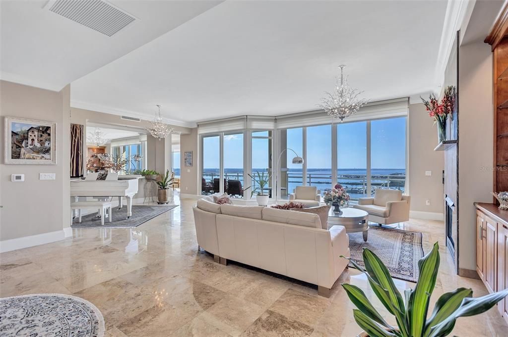 Chandelier, Interior, Living room, Piano, Water