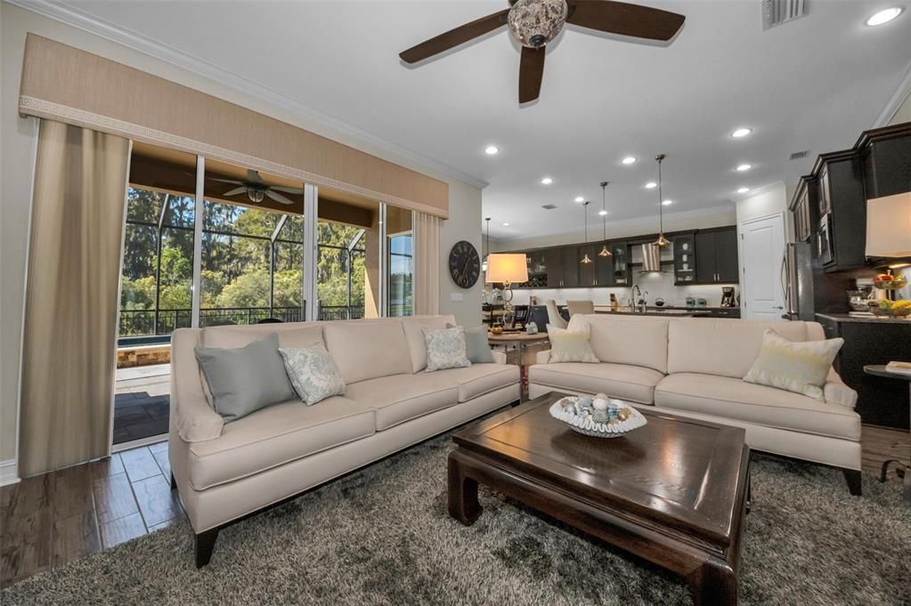 Interior, Kitchen, Living room, Pendant Lights, Recessed Lighting, Stainless Steel Appliances, Wood Texture Flooring