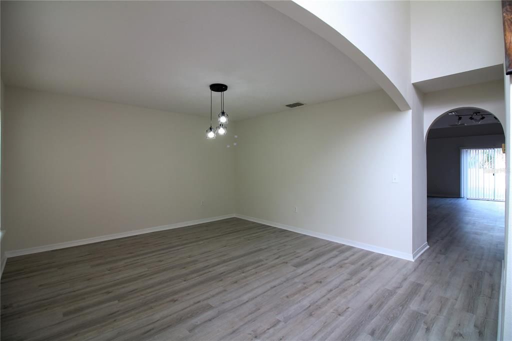 Empty room, Interior, Pendant Lights, Wood Texture Flooring
