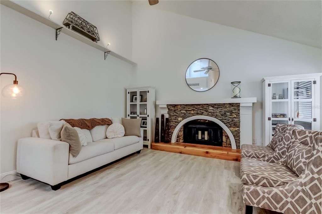 Fireplace, Interior, Living room, Wood Texture Flooring