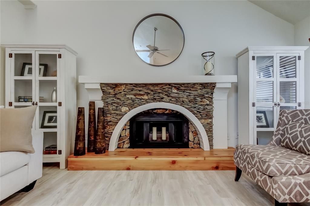 Fireplace, Interior, Wood Texture Flooring