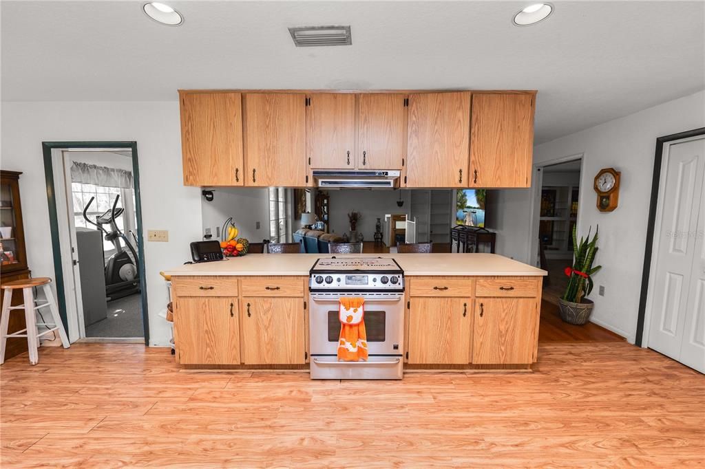 Interior, Kitchen, Recessed Lighting, Wood Texture Flooring