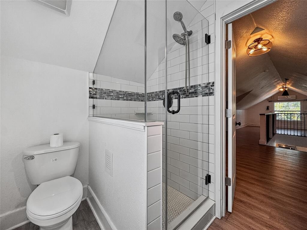 Bathroom, Glass Shower, Interior, Wood Texture Flooring