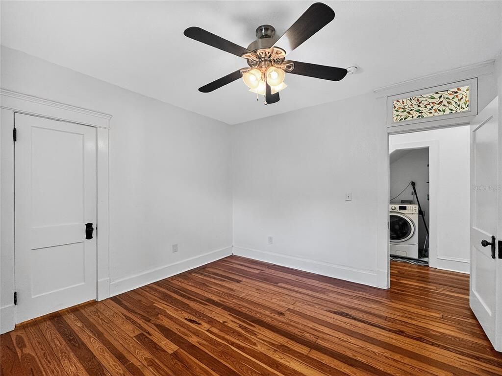 Empty room, Interior, Utility Closets, Washer, Wood Texture Flooring