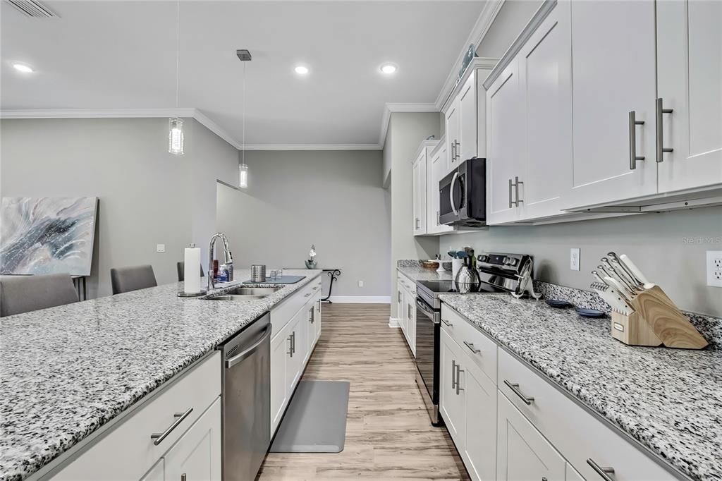 Interior, Kitchen, Pendant Lights, Recessed Lighting, Wood Texture Flooring