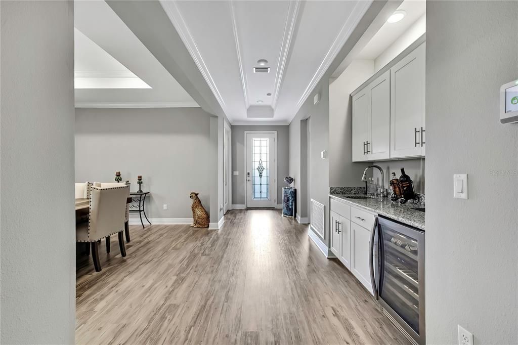 Dining room, Interior, Kitchen, Recessed Lighting, Wood Texture Flooring