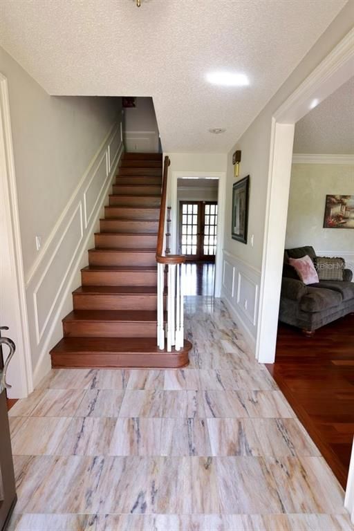 Interior, Marble, Recessed Lighting, Wood Texture Flooring