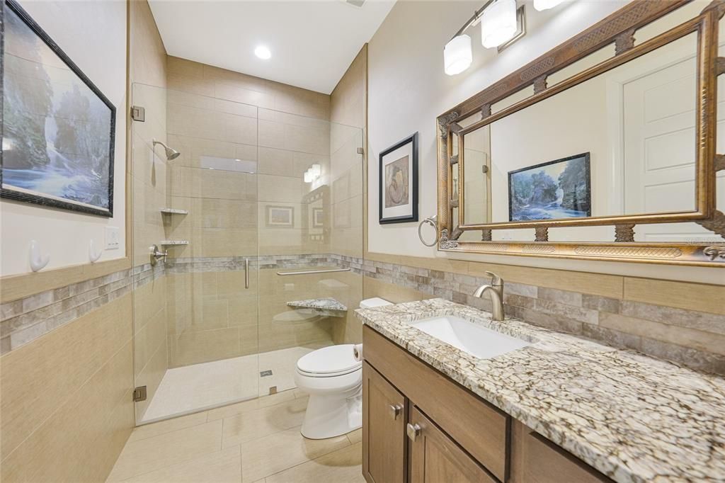 Bathroom, Glass Shower, Interior, Recessed Lighting