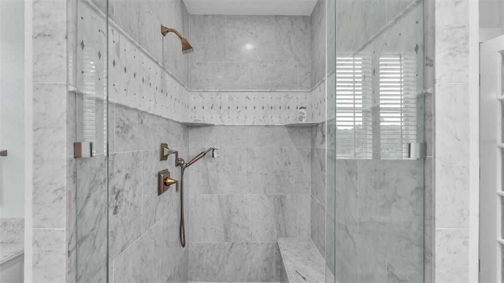 Bathroom, Glass Shower, Interior, Marble Walls