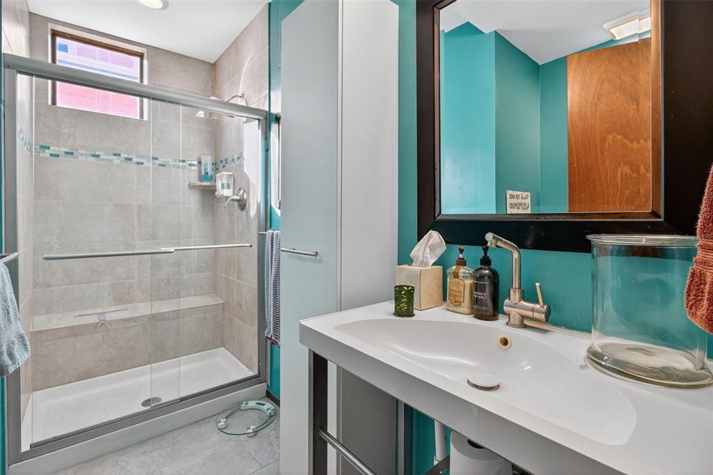 Bathroom, Glass Shower, Interior, Recessed Lighting