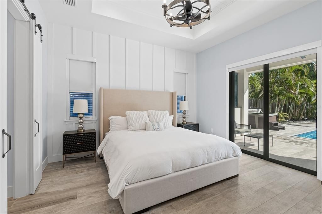 Bedroom, Chandelier, Interior, Wood Texture Flooring