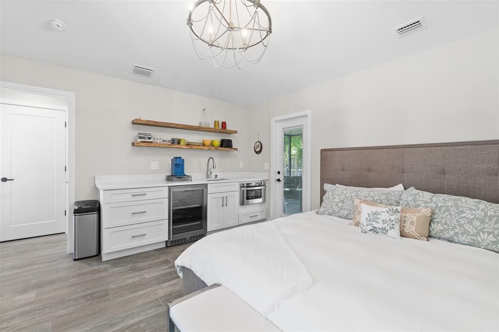 Bedroom, Chandelier, Interior, Wood Texture Flooring