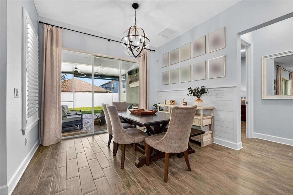 Chandelier, Dining room, Interior, Pendant Lights, Wood Texture Flooring