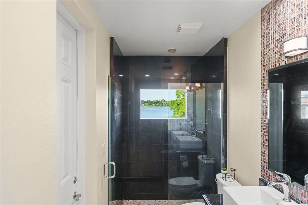 Bathroom, Glass Shower, Interior, Recessed Lighting