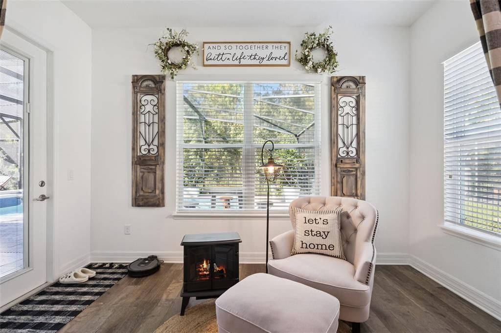 Fireplace, Interior, Wood Texture Flooring