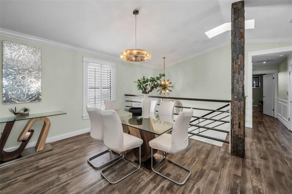 Chandelier, Dining room, Interior, Pendant Lights, Wood Texture Flooring