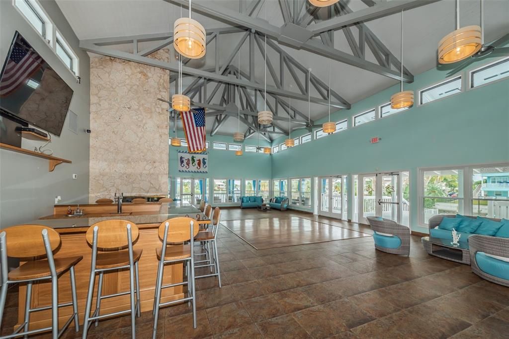 Fireplace, Interior, Pendant Lights, Stone Walls