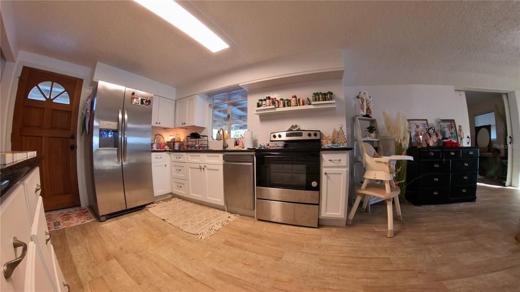 Interior, Kitchen, Stainless Steel Appliances, Wood Texture Flooring