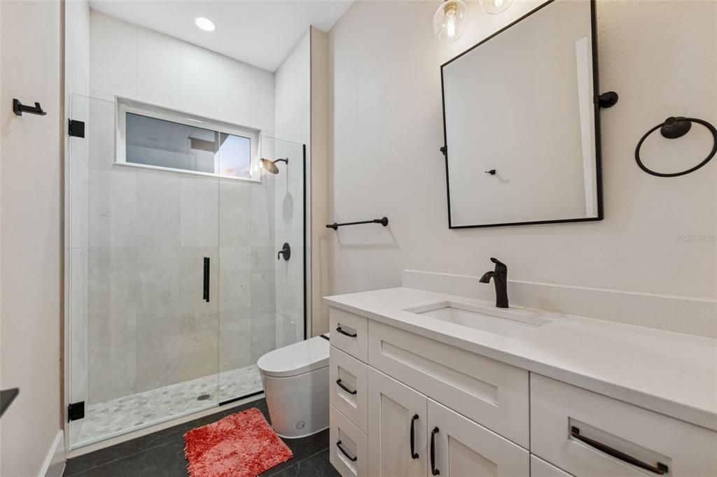 Bathroom, Glass Shower, Interior, Recessed Lighting