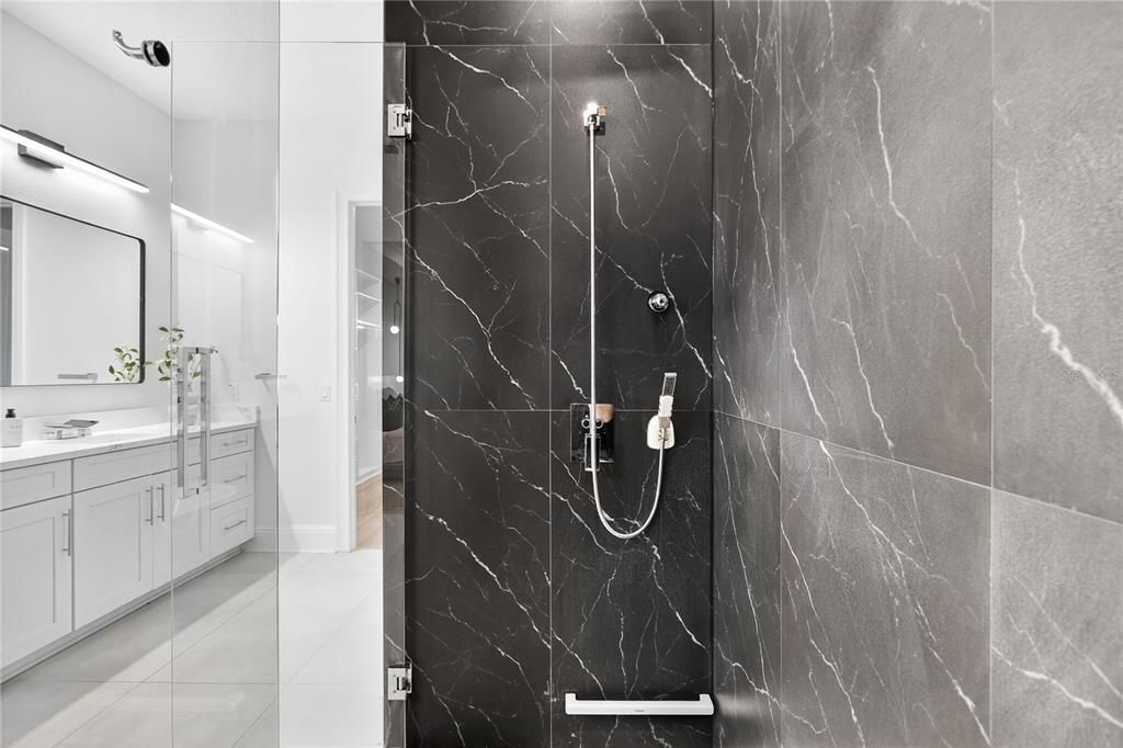 Bathroom, Dual Sink Vanities, Interior, Marble Walls