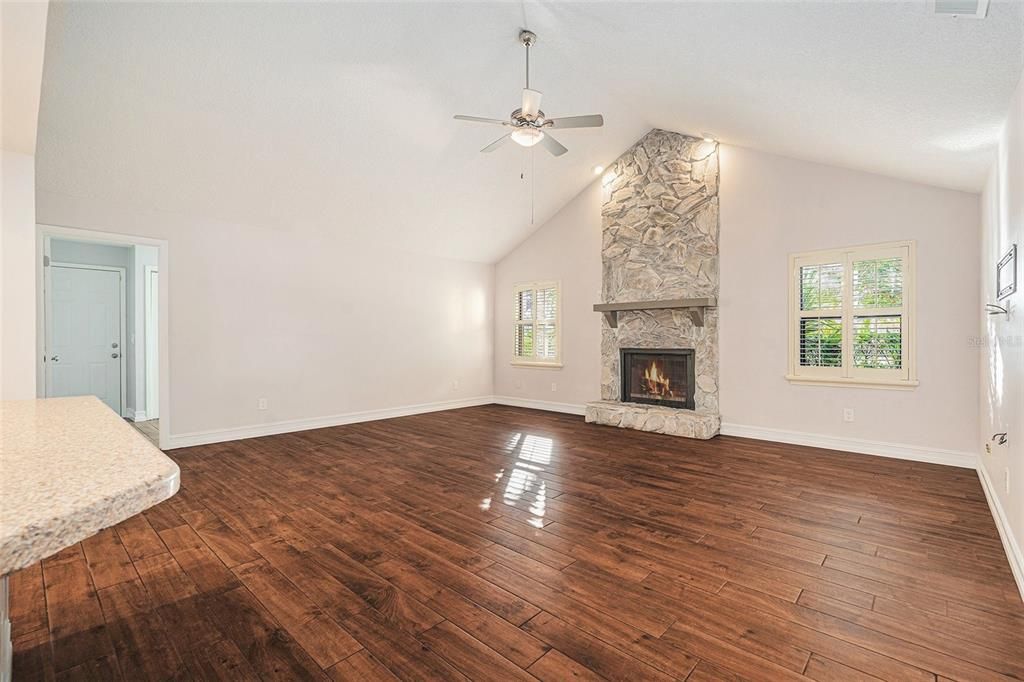Empty room, Fireplace, Interior, Wood Texture Flooring