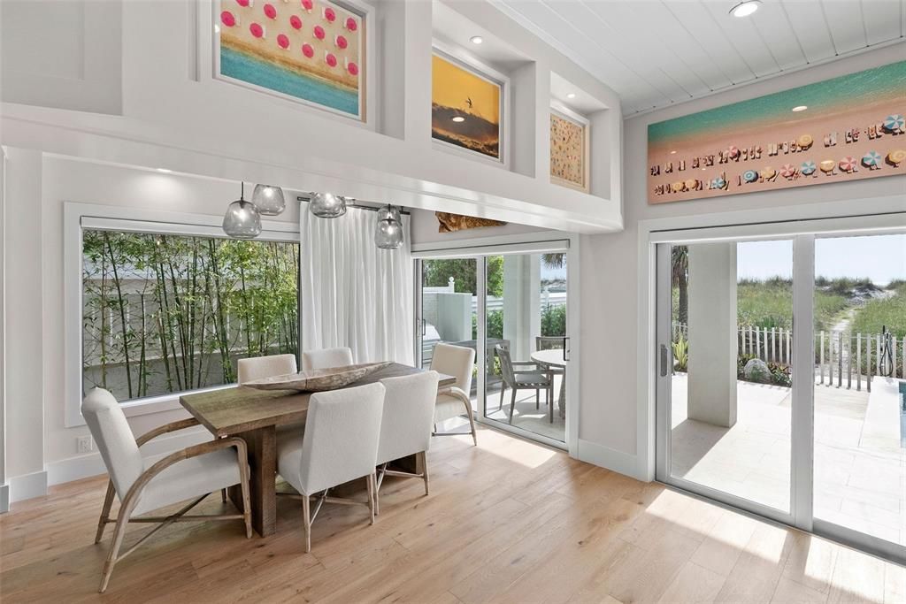 Dining room, Interior, Recessed Lighting, Wood Texture Flooring