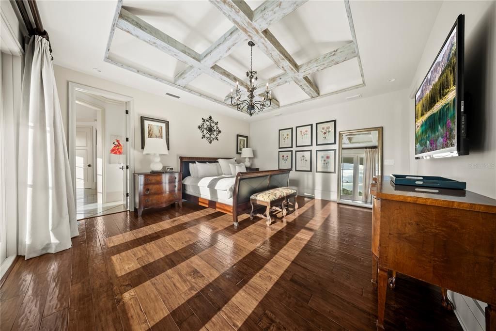 Bedroom, Chandelier, Interior, Wood Texture Flooring