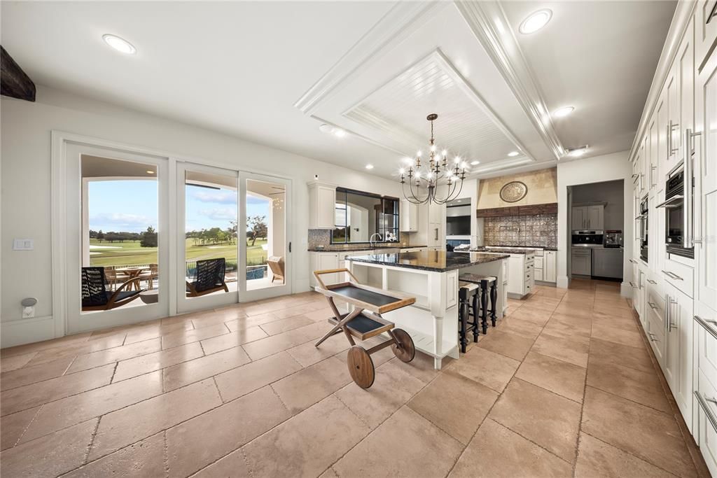 Chandelier, Interior, Kitchen, Recessed Lighting, Stainless Steel Appliances