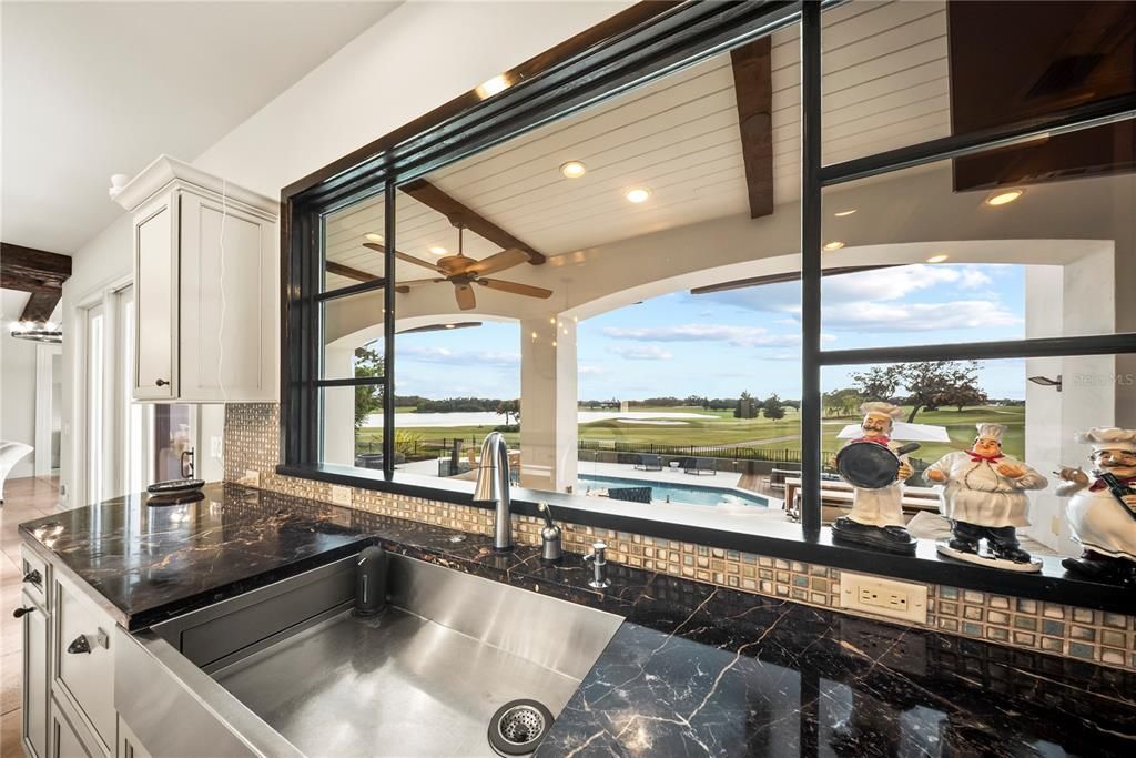 Interior, Kitchen, Recessed Lighting, Water, Wooden Beams