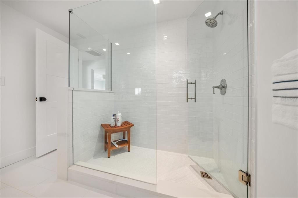 Bathroom, Glass Shower, Interior, Recessed Lighting