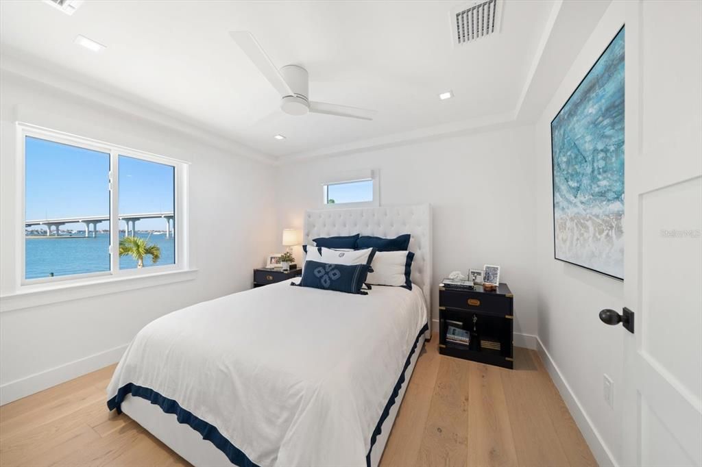 Bedroom, Interior, Recessed Lighting, Water, Wood Texture Flooring