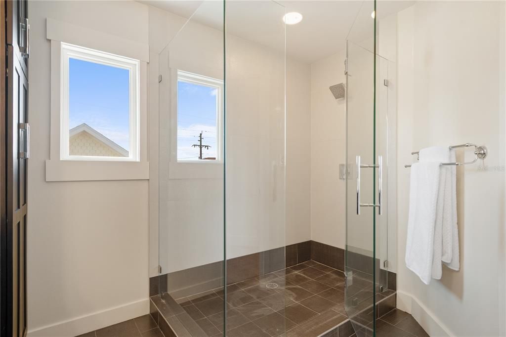 Bathroom, Glass Shower, Interior, Recessed Lighting