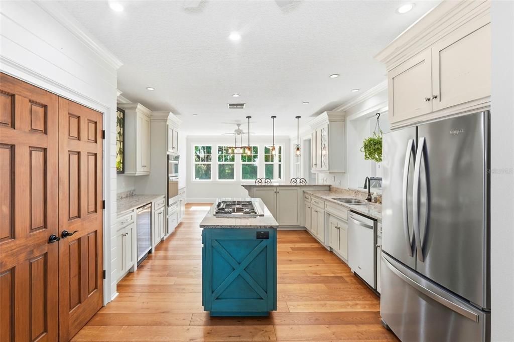 Interior, Kitchen, Pendant Lights, Recessed Lighting, Wood Texture Flooring
