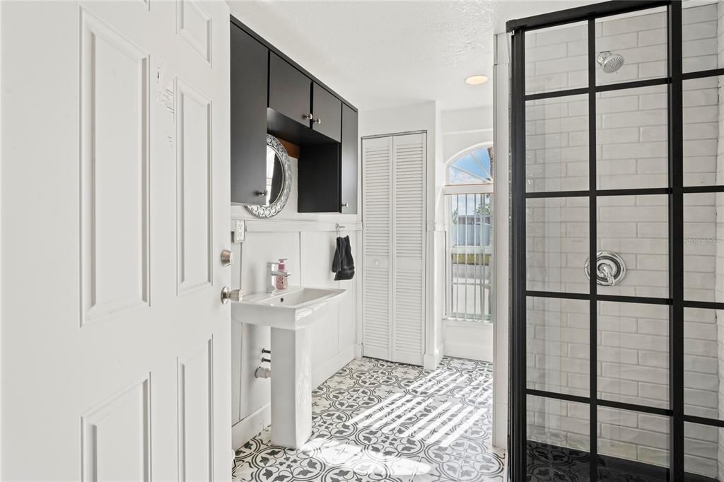 Bathroom, Glass Shower, Interior, Recessed Lighting