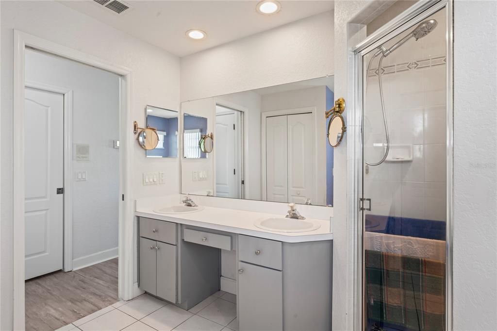 Bathroom, Dual Sink Vanities, Glass Shower, Interior, Recessed Lighting