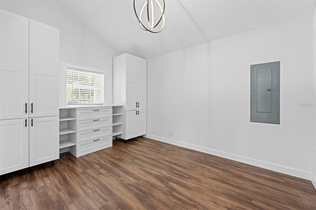 Empty room, Interior, Pendant Lights, Wood Texture Flooring