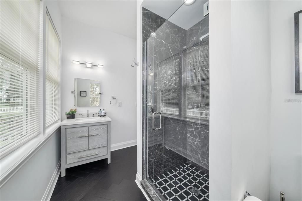 Bathroom, Glass Shower, Interior, Marble Walls