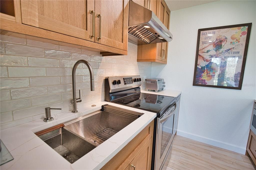Interior, Kitchen, Stone Walls, Wood Texture Flooring