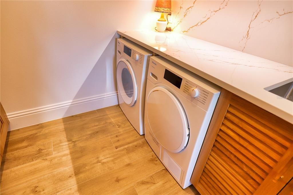 Interior, Washer, Wood Texture Flooring