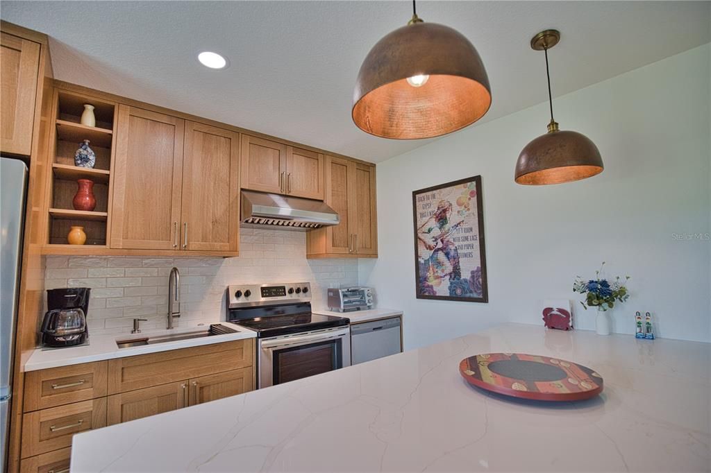 Interior, Kitchen, Pendant Lights, Recessed Lighting, Stainless Steel Appliances